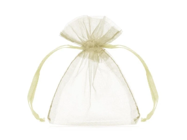 Woreczki z organzy kremowy 10cm 10szt, PartyDeco