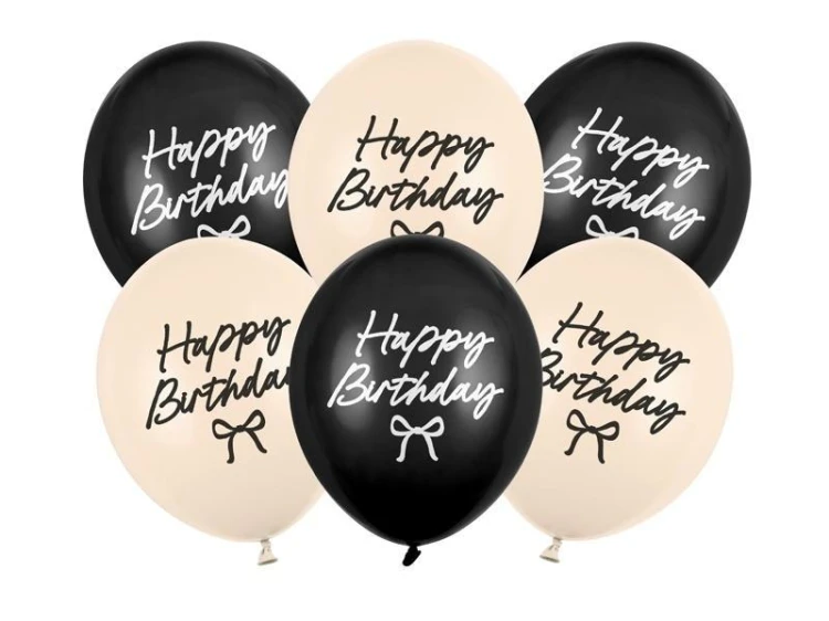 Balony Strong Happy Birthday Kokardki 30cm 6szt