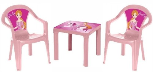 Stolik i dwa krzesła pastel różowy