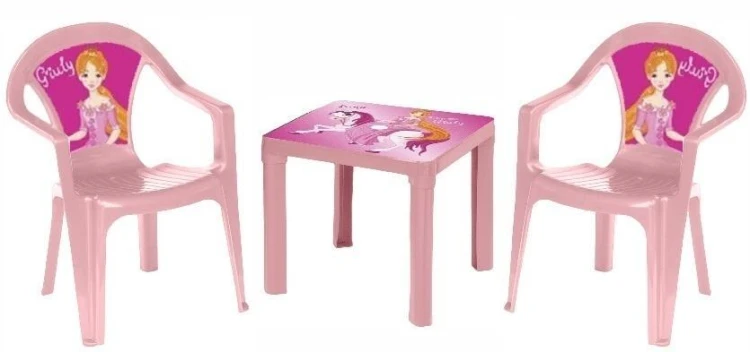 Stolik i dwa krzesła pastel różowy