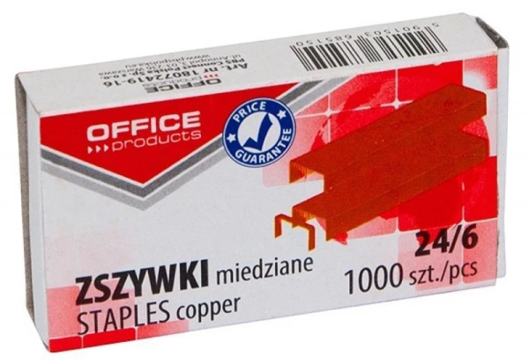 Zszywki miedziane 1000szt, Office