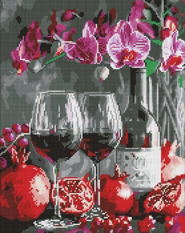 Diamentowa mozaika - Kwitenie orchidei 40x50cm