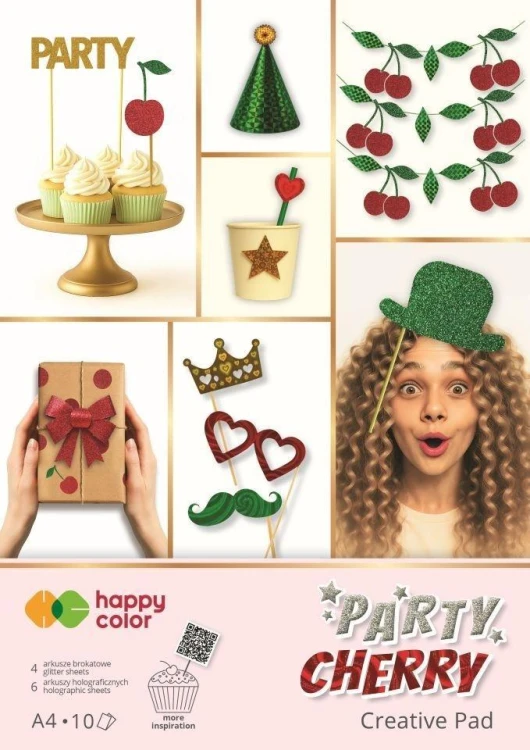 Blok A4 holographic+brokat 10ark Party Cherry, GDD