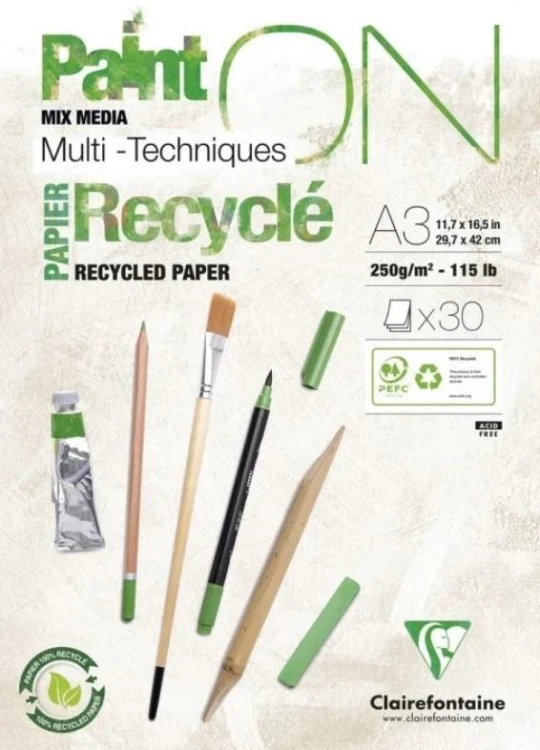 Blok A3 papier z recyklingu 250g 30ark