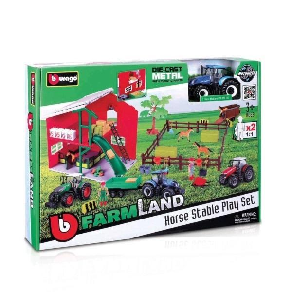 Horse Stable Playset Tractor BBURAGO, BBurago