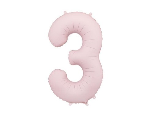 Balon foliowy cyfra 3 86cm jasny różowy