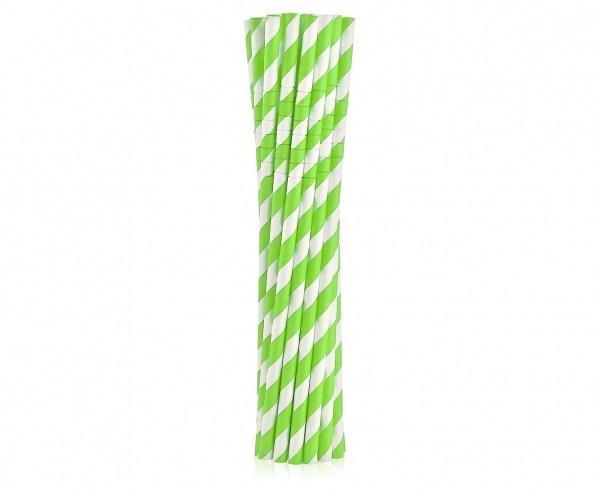 Rurki słomki pap. łamane zielone paski 20cm 12szt