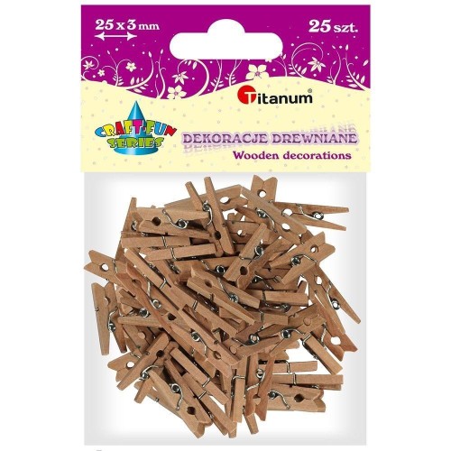 Klamerki drewniane naturalne 25szt, Titanum