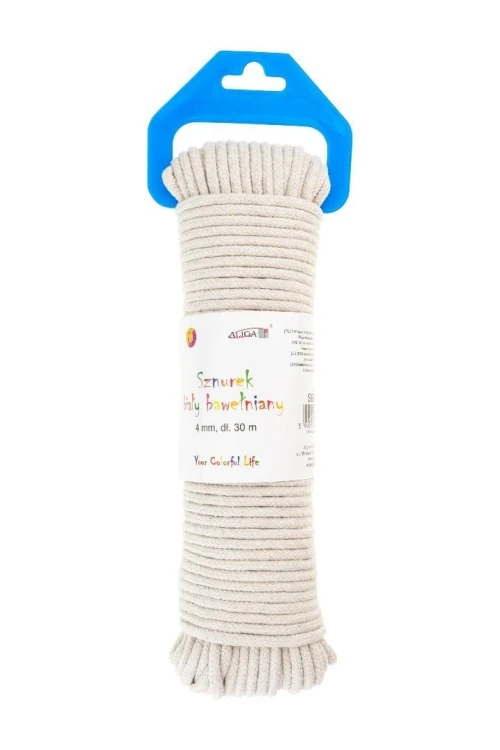 Sznurek bawełniany biały 4mmx30m, Aliga