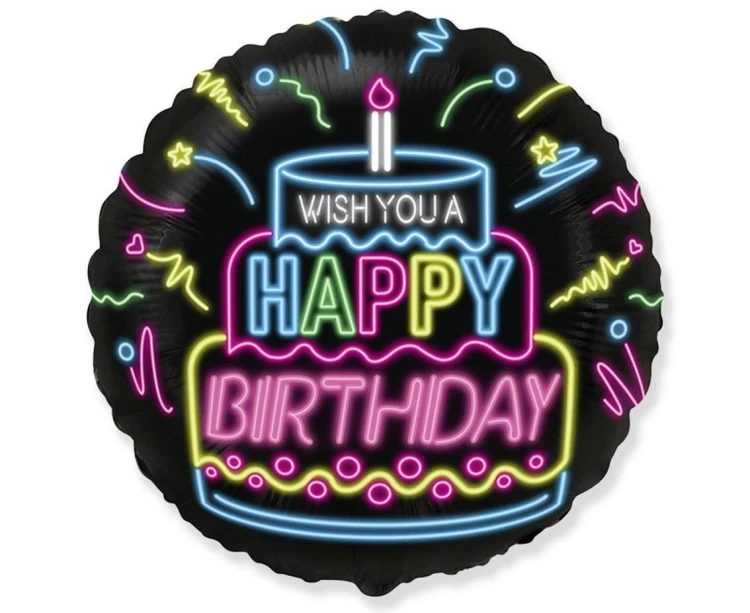 Balon foliowy Happy Birthday neon 45cm