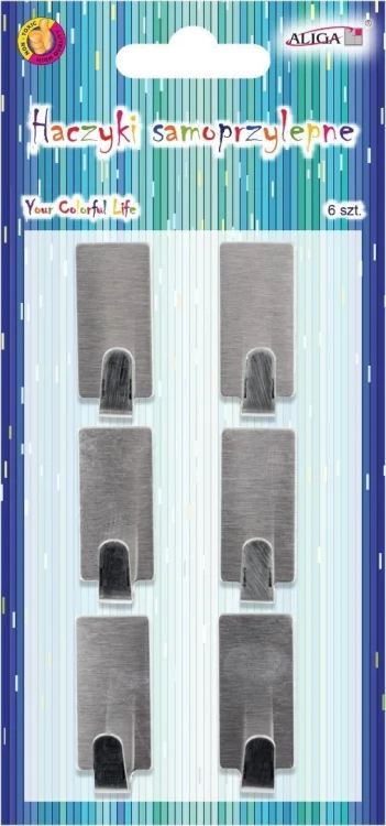 Haczyki samoprzylepne metalowe 1,5x3,5cm 6szt