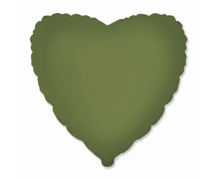 Balon foliowy Serce matowe Olive Green 45cm