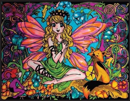 Kolorowanka welwetowa 47x35cm Wróżka z Lisem
