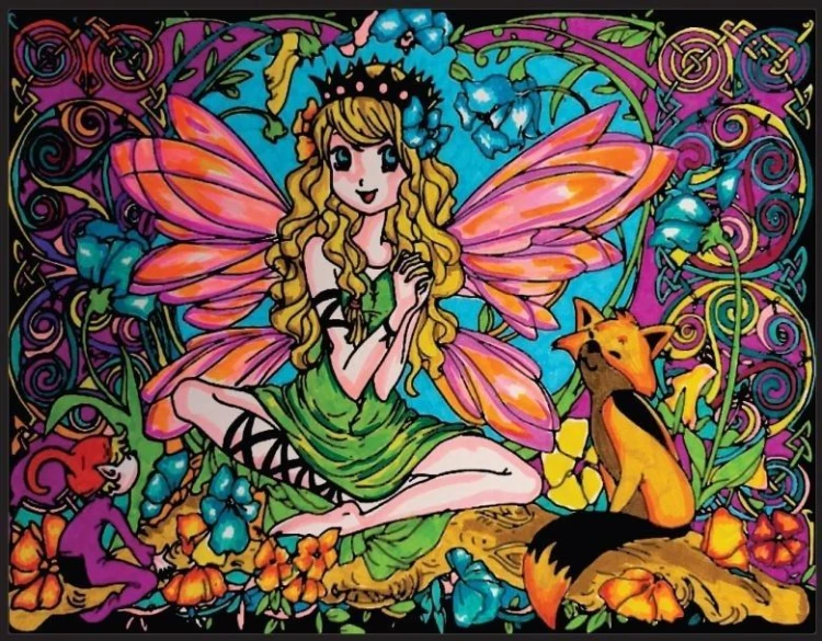 Kolorowanka welwetowa 47x35cm Wróżka z Lisem