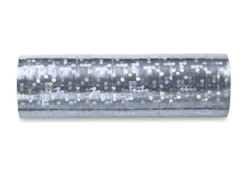 Serpentyny holograficzne srebrne 3,8m 18szt