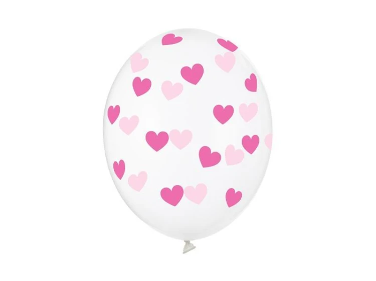 Balony Serduszka Crystal Clear 30cm 6szt