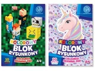 Blok rysunkowy kolorowy A4/10k 80g (10szt) ASTRA