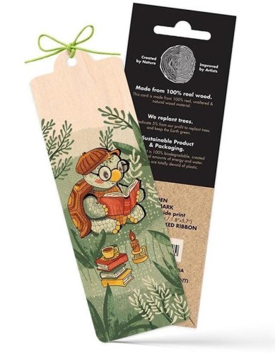 Zakładka drewniana Żółwik z książką, Cozywood