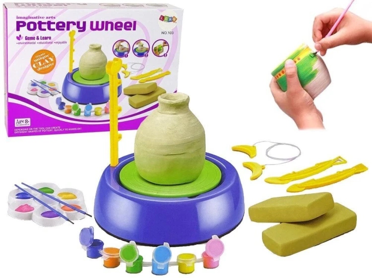 Zastaw plastyczny DIY koło garncarskie, Leantoys
