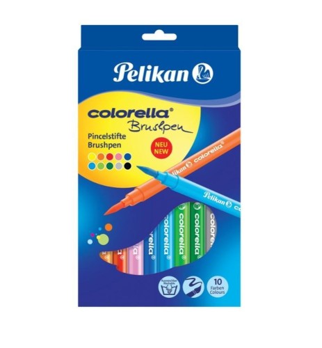 Flamastry Colorella Pędzelkowe 10 kolorów, PELIKAN