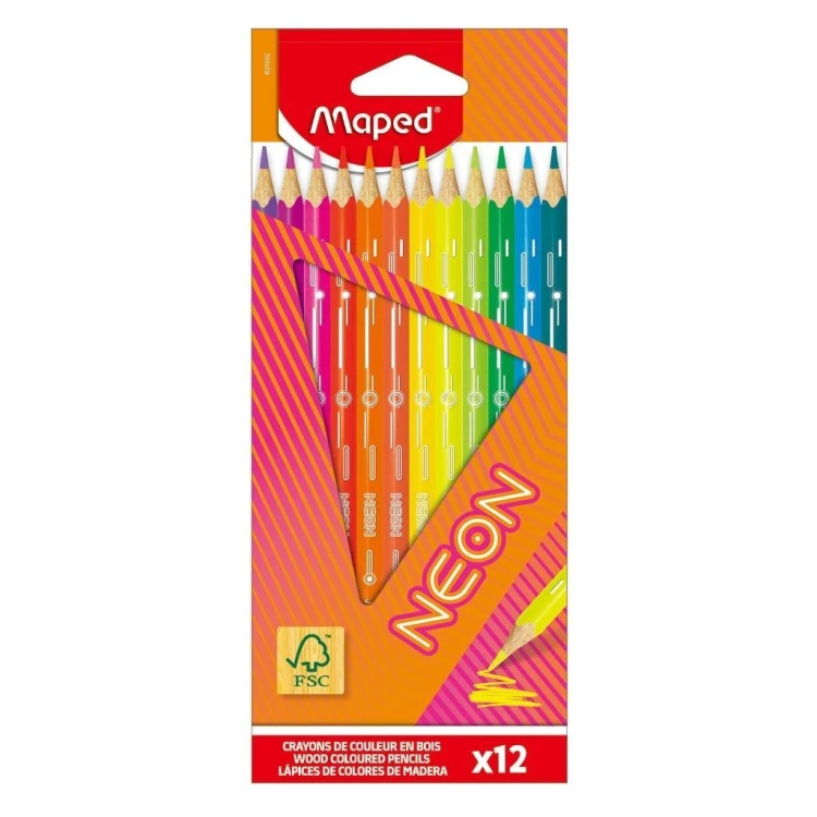 Kredki trójkątne neon 12 kolorów MAPED, Maped