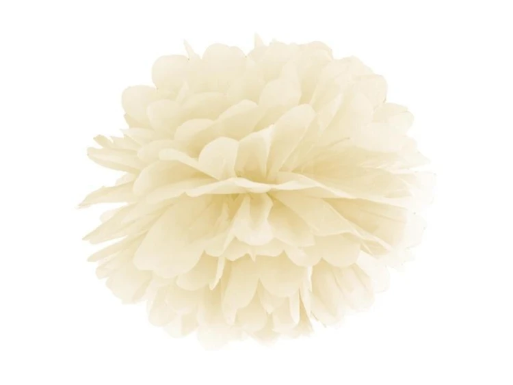 Pompon bibułowy kremowy 35cm