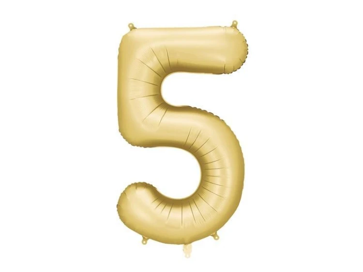 Balon foliowy cyfra 5 86cm złoty