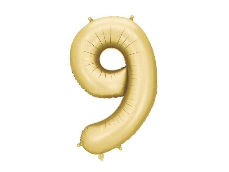 Balon foliowy cyfra 9 86cm złoty