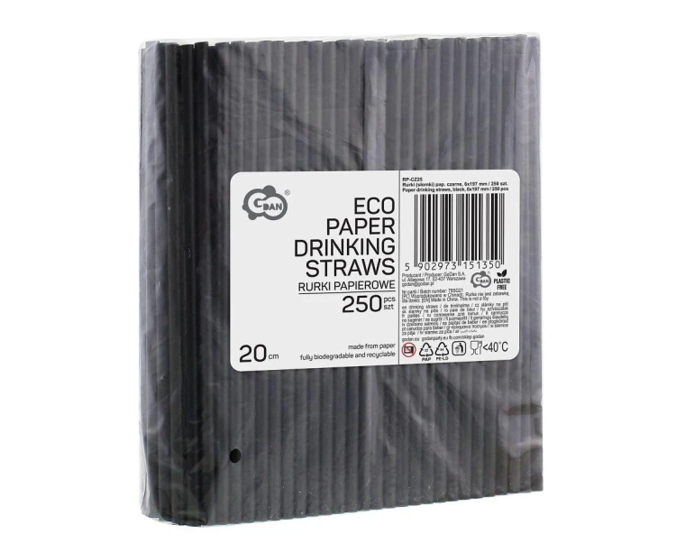 Rurki papierowe czarne 6x197mm 250szt