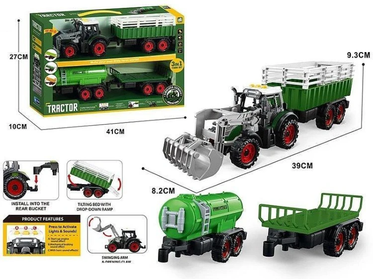 Traktor z przyczepą 41x27x10cm, ADAR