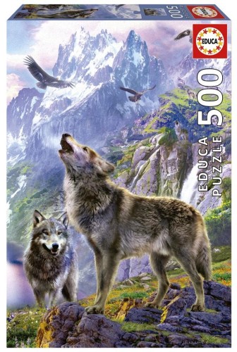 Puzzle 500 Wilki w górach, Educa