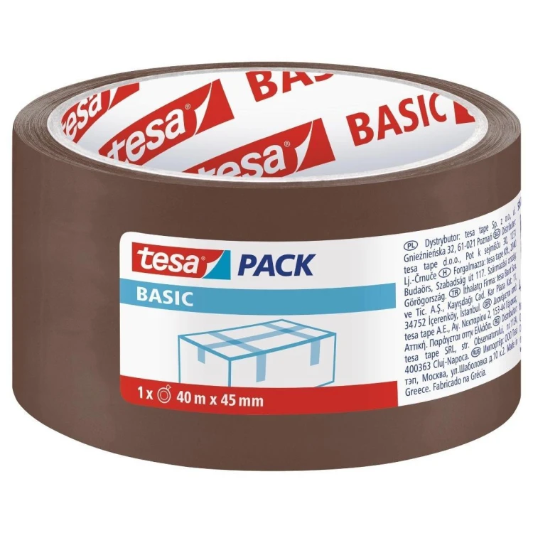 Taśma pakowa Basic brązowa 40m x 45mm, Tesa
