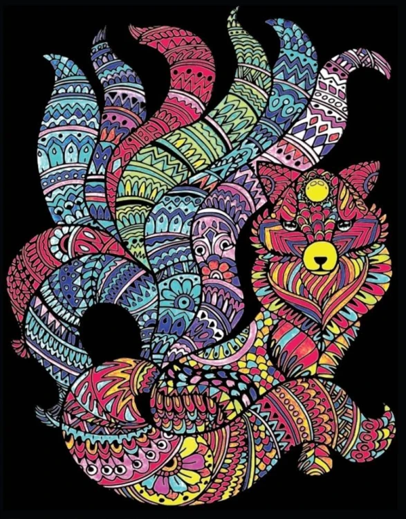 Kolorowanka welwetowa A4 Kitsune Lis o 9 ogonach