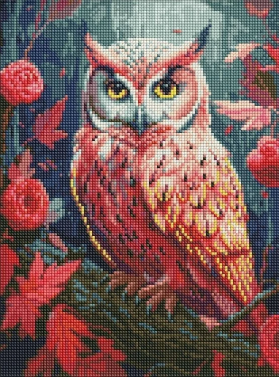 Diamentowa mozaika - Kolorowa sowa 30x40cm, Ideyka