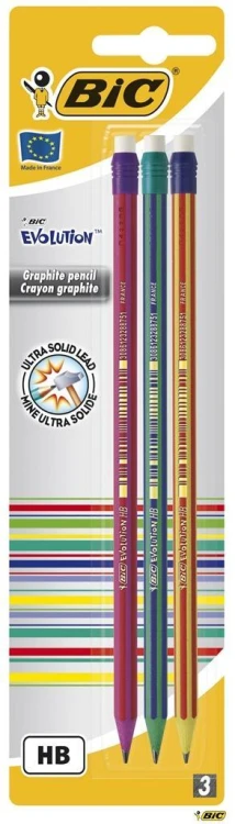 Ołówek Evolution z gumką bls 3szt BIC, BIC