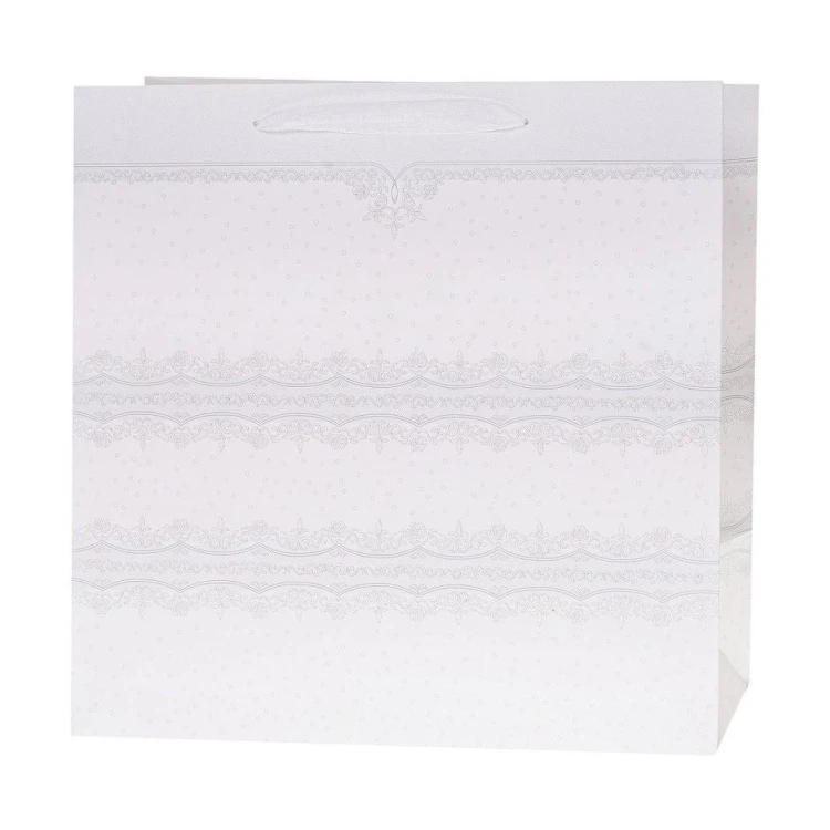 Torebka Lux 37x37x20cm brokat biała ROZETTE