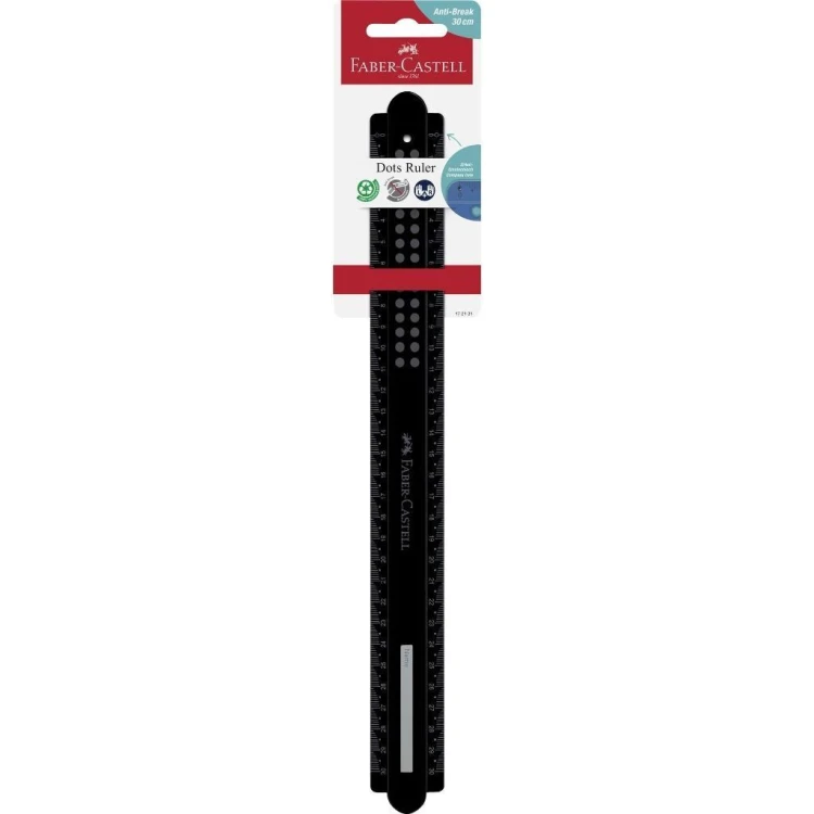 Linijka Dots czarna 30cm, Faber Castell