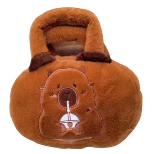 Torba pluszowa Kapibara z kubkiem brązowy 20cm