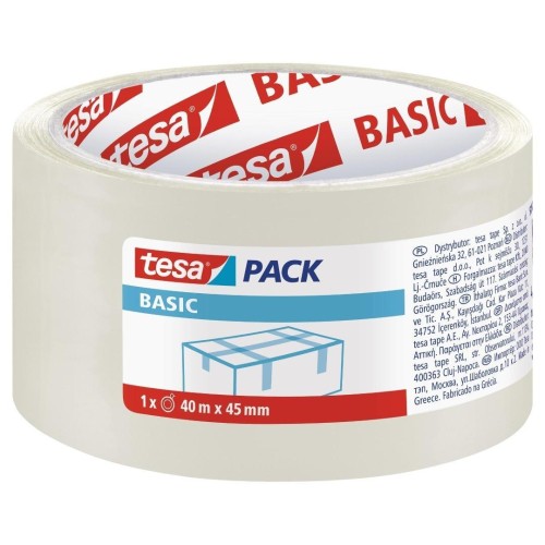 Taśma pakowa Basic transparentna 40m x 45mm, Tesa