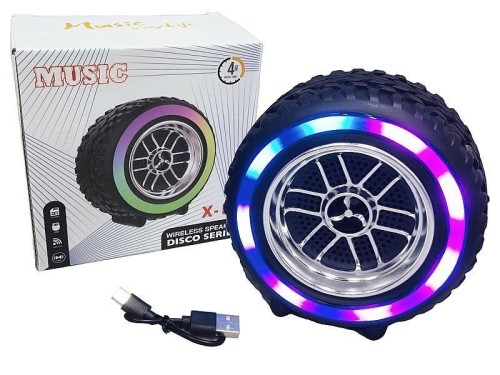 Głośnik Bluetooth koło samochodowe ze światłem USB