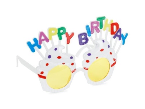 Okulary Babeczka Happy Birthday białe
