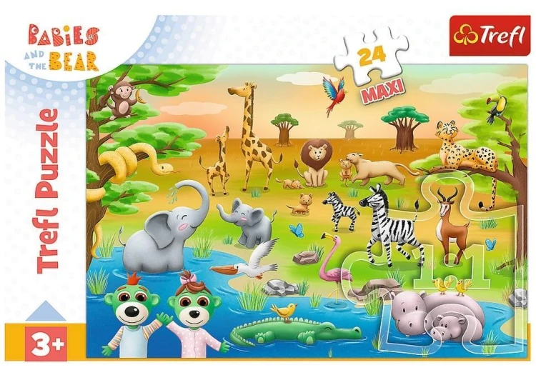 Puzzle 24 maxi Bobaski i zwierzęta TREFL, Trefl
