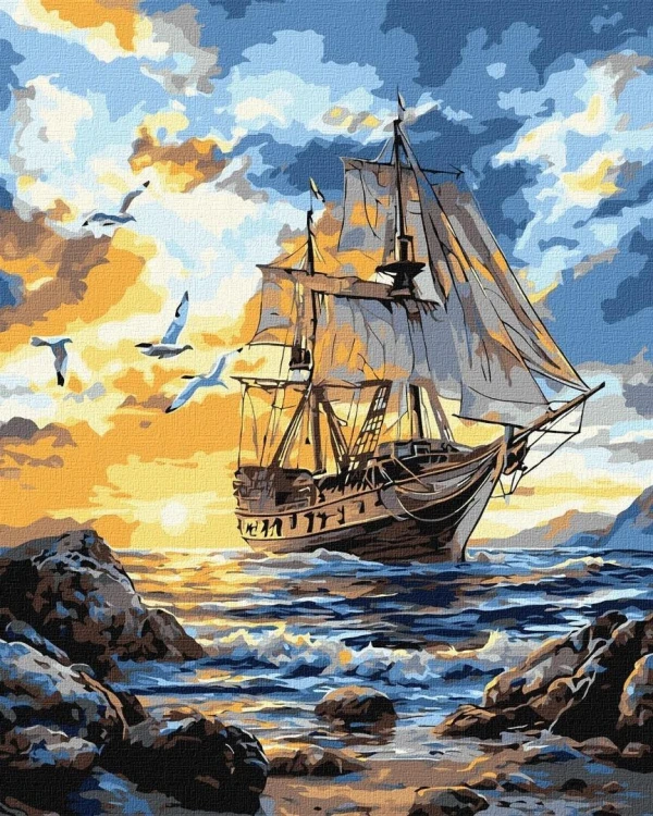 Malowanie po numerach - Ptaki nad żaglami 40x50cm