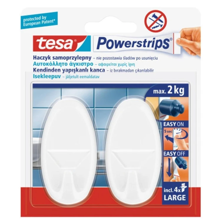 Haczyk samoprzylepny biały 2kg 2szt, Tesa