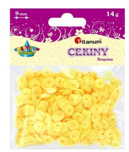 Cekiny 9mm okrągłe pastelowe żółte, Titanum