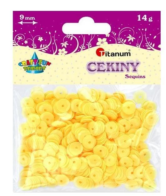 Cekiny 9mm okrągłe pastelowe żółte, Titanum