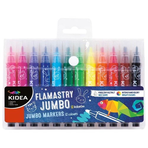 Flamastry Jumbo 12 kolorów KIDEA, DERFORM