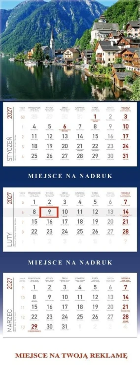 Kalendarz 2027 trójdzielny Jezioro, praca zbiorowa