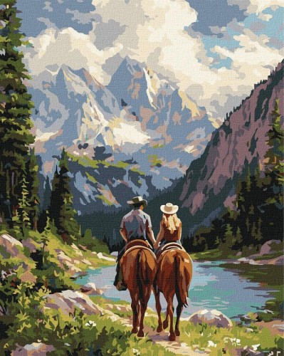 Malowanie po numerach - Para jeźdźców 40x50cm