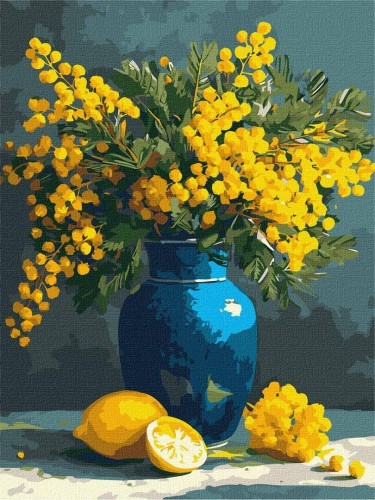 Malowanie po numerach - Mimoza i cytryny 30x40cm